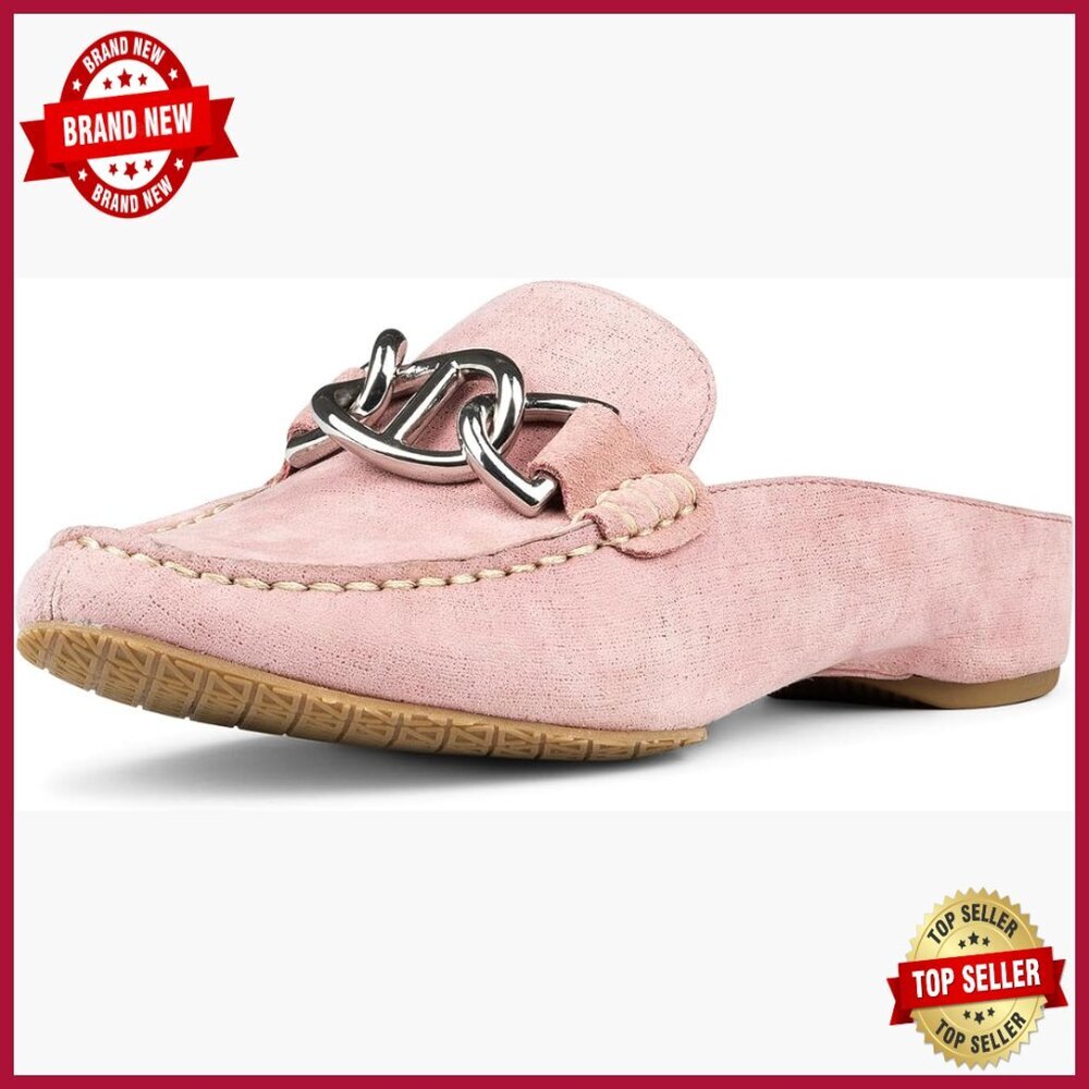 Distressed Metallic Leather Mules with Memory Foam Insole